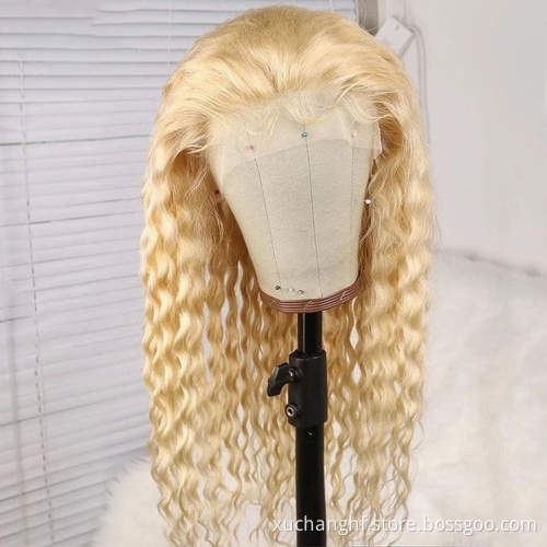 30 Inch Raw Virgin Deep Wave 613 Blonde Hd Lace Front Wig 13x4 Curly Transparent Lace Frontal Human Hair Wig 613 Full Lace Wig